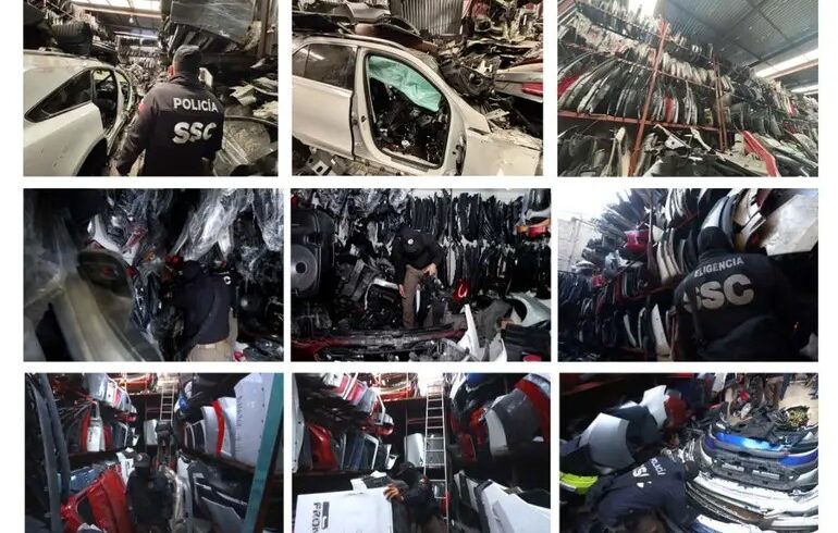 Aseguran casi 2 toneladas de autopartes en 20 cateos en CDMX